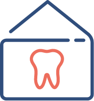 FAS a casa: icona con un dente all'interno di una lettera aperta