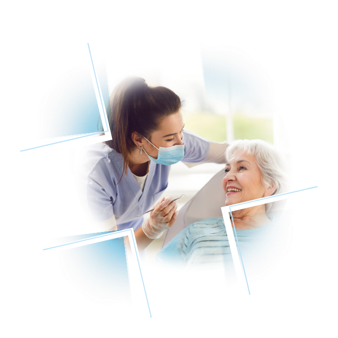 Servizio FAS a casa in cui il dentista che visita un'anziana a casa