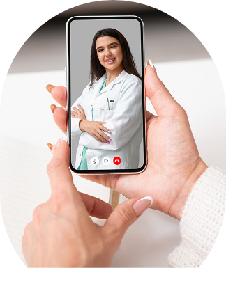 Telefono con all'interno dello schermo dentista che effettua la televisita