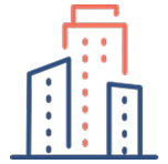 icona con grattacieli aziendali stilizzati